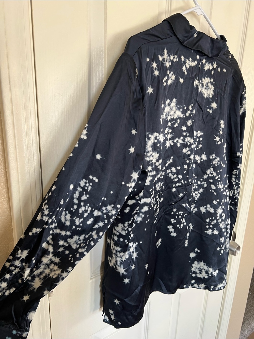 Jaeger 100% Silk Star Print Blouse Muted Black Celestial UK 18 US 16 - Picture 10 of 10